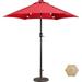 Topeakmart 7.5ft LED Patio Market Umbrella with 18 LED Solar Lights + 26.5lb 18 Patio Umbrella Base Red