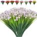 Zukuco 6 Bundles Artificial Flowers Fake Outdoor UV Resistant Plants Faux Plastic Greenery Shrubs Indoor Outside Hanging Planter Home Garden Window Box Patio Yard Office Wedding Decor (White)
