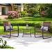 ESSENTIAL LOUNGER Outdoor Wicker Swivel Chair Conversation Set 2 Metal Spring Chairs and Coffee Table Set Brown