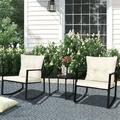 SOLAURA 3-Piece Patio Outdoor Bistro Set with Black Wicker Rocking Chairs and Table Beige