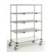 24 Deep x 48 Wide x 69 High 1200 lb Capacity Mobile Unit with 4 Wire Shelves and 1 Solid Shelf