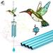 PULLIMORE Hummingbird Wind Chimes Outdoor 30 Iron Stained Wind Chimes with 4 Aluminum Tuned Tubes +S Hooks for Home Indoor Window Garden Yard (Green Hummingbird)