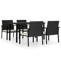 Lixada 5 Piece Garden Dining Set Poly Rattan Black