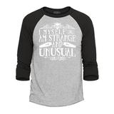 Shop4Ever Men s I Myself Am Strange and Unusual Halloween Raglan Baseball Shirt XX-Large Heather Grey/Black