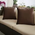 Set of 2 18 Bay Brown Solid Sunbrella Outdoor Square Pillows