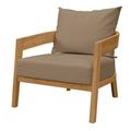 Lounge Chair Armchair Brown Natural Teak Wood Fabric Modern Contemporary Outdoor Patio Balcony Cafe Bistro Garden Furniture Hotel Hospitality