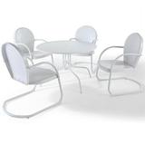 Pemberly Row 5 Piece Metal Patio Dining Set in White