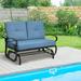 Costway 2-Person Outdoor Swing Glider Chair Bench Loveseat Cushioned Sofa Blue