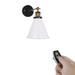FSLiving Industrial Antique Style Easy Installation Low-Voltage Safe Led Remote Control Battery Run Cordless White Vintage Retro Adjustable Angle Wall Sconce Fixture for Reading Dorm - 1 Pack