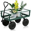 Branax Fold Wagon Cart Garden Carts Lawn & Garden Utility Cart Beach Wagon Heavy Duty Folding Garden Dump Cart with Removable Sides for Outdoor Lawn Landscape Weight Capacity 560 lbs Green