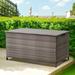 Ainfox Outdoor 120 Gallons Storage Deck Box with Waterproof Liner Patio Wicker Rattan Bench Bin with Lid Universal Wheels for Patio Furniture Pillows Cushions Gardening Tools(Gradient Grey)