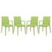 LeisureMod Weave Mace Indoor/Outdoor Chair (With Arms) Set of 4