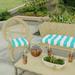 Jordan Manufacturing 18 x 18 Turquoise Stripe Tufted Contoured Outdoor Wicker Seat Cushion (Set of 2)