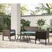 4 Pieces Wicker Conversation Furniture Set All-Weather Outdoor Sectional Chair Set for Patio Backyard Poolside Garden PE Rattan Wicker Furniture Set with Coffee Table Loveseat & 2 Armchair B301