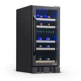 NewAir 15â€� Built-in 29 Bottle Dual Zone Compressor Wine Fridge in Black Stainless Steel - NWC029BS00