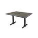 Two 30 Tall OD211EB Indoor/Outdoor All-Season Table Bases with a 30 x 48 Charcoal Top with Umbrella Hole