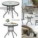 Goorabbit Outdoor Dining Table 32 Patio Tempered Glass Outdoor Dining Table Umbrella Stand Hole Black