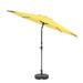CorLiving 10 Foot Wind Resistant Patio Umbrella Outdoor Parasol with Crank Tilt Round Market Umbrella with Base for Patio Umbrella with Crank Tilt Umbrella Outdoor Umbrella Yellow
