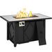 Yaheetech 43in Propane Fire Pit Table w/ Ceramic Tabletop & Steel Base 9LBS Glass Fire Stones & Water-resistant Cover Black