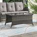 PARKWELL Rectangular Coffee Table for Outdoor Indoor - Modern Glass Top Coffee Table with Wicker Rattan Design - Gray