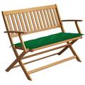 vidaXL Folding Garden Bench Outdoor Patio Bench with Cushion Solid Wood Acacia