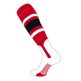 TCK Elite Baseball Knee High Stirrup Socks (E 7in) Red White Black (M)