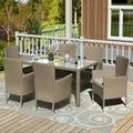 Nestfair 7-Piece Patio Dining Set Wicker Furniture Seating with Beige Cushions