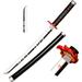 Wooden Cosplay Anime Swords Tanjirou Samurai Sword Red Fir Guard 30 in