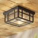 Kathy Ireland Sierra Craftsman Rustic Flush Mount Outdoor Ceiling Light Rubbed Bronze 5 1/2 Frosted Seeded Glass for Post Exterior Barn Deck House