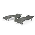 GDF Studio Eliana Outdoor Wicker 3 Piece Adjustable Chaise Lounge Chat Set Gray