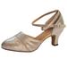 HSMQHJWE Ballroom Dance Shoes Women Latin Dance Shoes Satin Professional Ballroom Salsa Practice Performance Dance Shoes ï¼ˆGold 10)