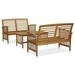 Dcenta 3 Piece Wooden Patio Lounge Set 2 Garden Bench and Coffee Side Table Acacia Wood Sectional Outdoor Furniture Set for Patio Backyard Garden Balcony