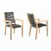 27 Inch Wood Outdoor Dining Side Chair Fishbone Weave Set of 2 Black- Saltoro Sherpi