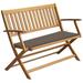 vidaXL Folding Garden Bench Outdoor Patio Bench with Cushion Solid Wood Acacia