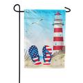 America Forever Patriotic Flip Flop Garden Flag 12.5 x 18 inches Tropical Summer Beach Seagulls Lighthouse Double Sided Seasonal Yard Outdoor Decorative Coastal Garden Flag