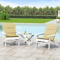 Gwendolyn Outdoor 2 Seater Acacia Wood Chat Set with Water Resistant Cushions Khaki White