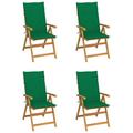 ikayaa Garden Chairs 4 pcs with Green Cushions Solid Teak Wood