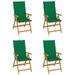 ikayaa Garden Chairs 4 pcs with Green Cushions Solid Teak Wood