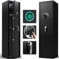 Gun Safe Fingerprint 5-Gun Safe with 3 Pistol Bags Upgraded Heavy-Duty Safe Storage 3 Quick Access Ways Digital Keypad Gun Storage Cabinet W/Alarm System Top Box Removeble Shelf Sensor light