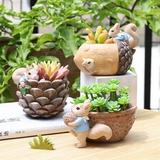 Flowerpot Flower Pot Flowerpot Small Plant Pots Planters Cartoon Cute Animal Squirrel Fleshy Flower Pot Resin Succulent Pots Desktop Pots for Plants Room Decorations Decoration for Office Succulents