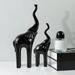 2Pcs Modern Elephant Statues Hotel Desktop Sculptures Animal Model Ornaments Black