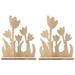 OUNONA 2Pcs Creative Decorative Desktop Craft Wooden Holiday Home Adornment Khaki