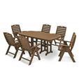 POLYWOOD Nautical 7-Piece Dining Set in Teak