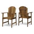 GDF Studio Easter Outdoor Weather Resistant Acacia Wood Adirondack Dining Chairs (Set of 2) Natural Finish