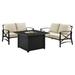 Afuera Living Modern 3 Piece Outdoor Conversation Set with Fire Table in Oatmeal