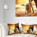 Designart Elephant Mother and Baby Outdoors - African Throw Pillow - 16x16