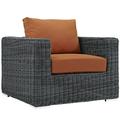 Modern Contemporary Urban Design Outdoor Patio Balcony Lounge Chair Orange Rattan