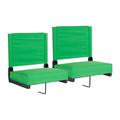 Flash Furniture Set of 2 Grandstand Comfort Seats by Flash - 500 lb. Rated Lightweight Stadium Chair with Handle & Ultra-Padded Seat Bright Green