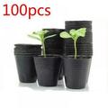 100pcs Home Garden Planter Plant Nursery Plant Pots Recycled Plastic Garden Nursery Pots Round Flower Seedlings Sowing Growing Pot Home Garden Tools 4 Size