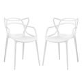 Modern Contemporary Urban Design Outdoor Kitchen Room Dining Chair Set ( Set of Two) White Plastic